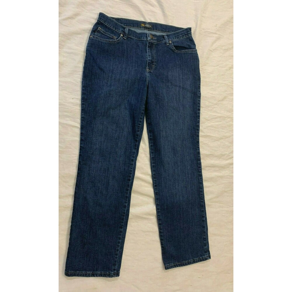 LEE WOMENS RELAXED FIT STRAIGHT LEG MID RISE JEANS SIZE 12 SHORT PETITE